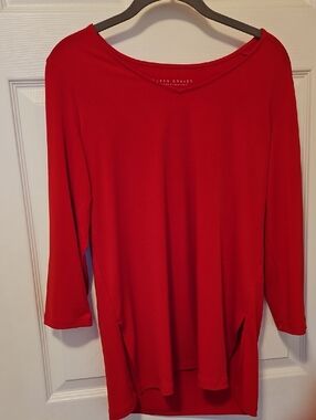 Susan Graver Red Long Sleeve Tunic Top